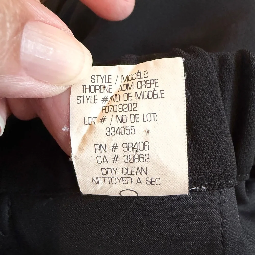 Theory Thorene Admiral Crepe Tapered Dress Pants Black Elastic Waist Size L